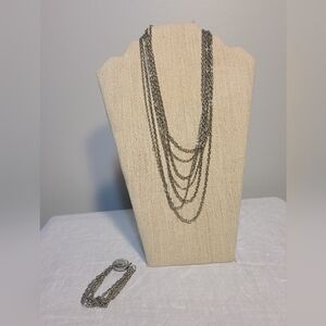 Vintage chain necklace and bracelet set
